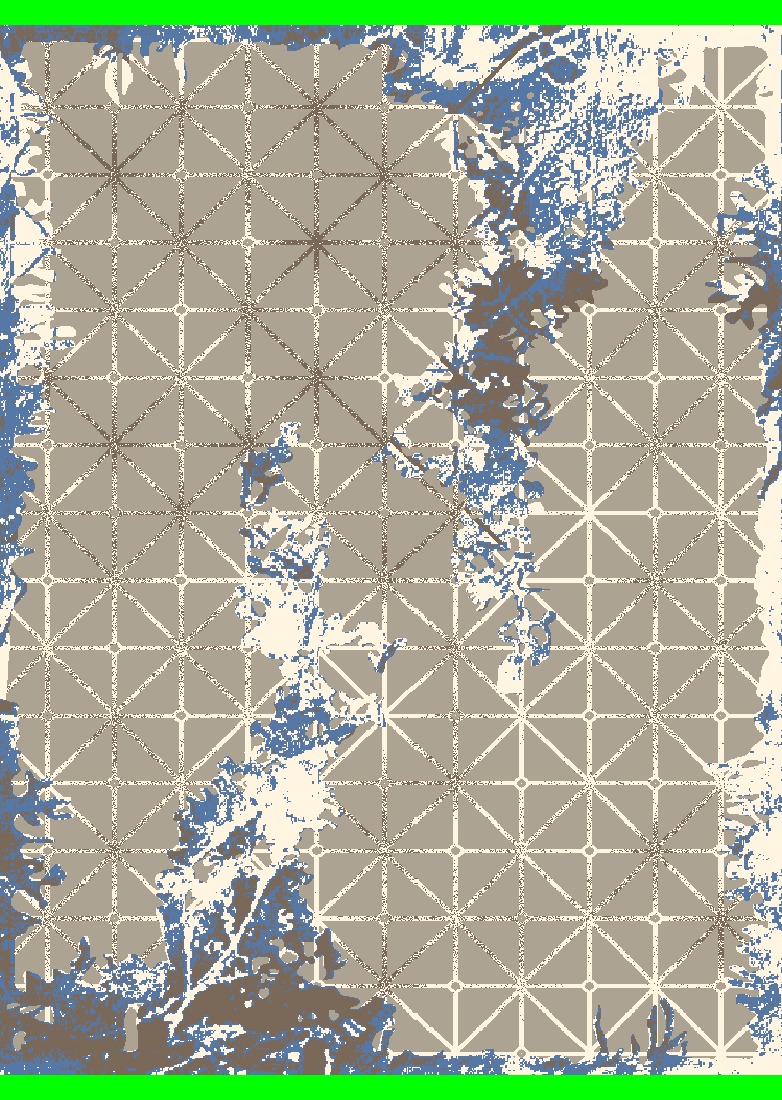 Geometric Grid carpet — blue and taupe contemporary motif