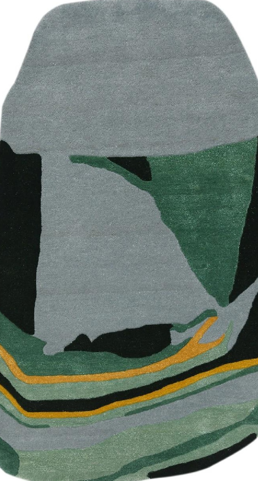 Custom hand-knotted rug, organic freeform in green