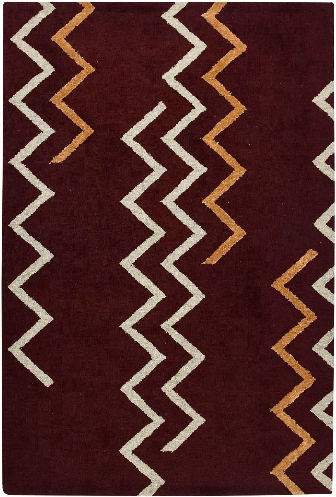Custom hand-tufted rug, bold zigzag in red