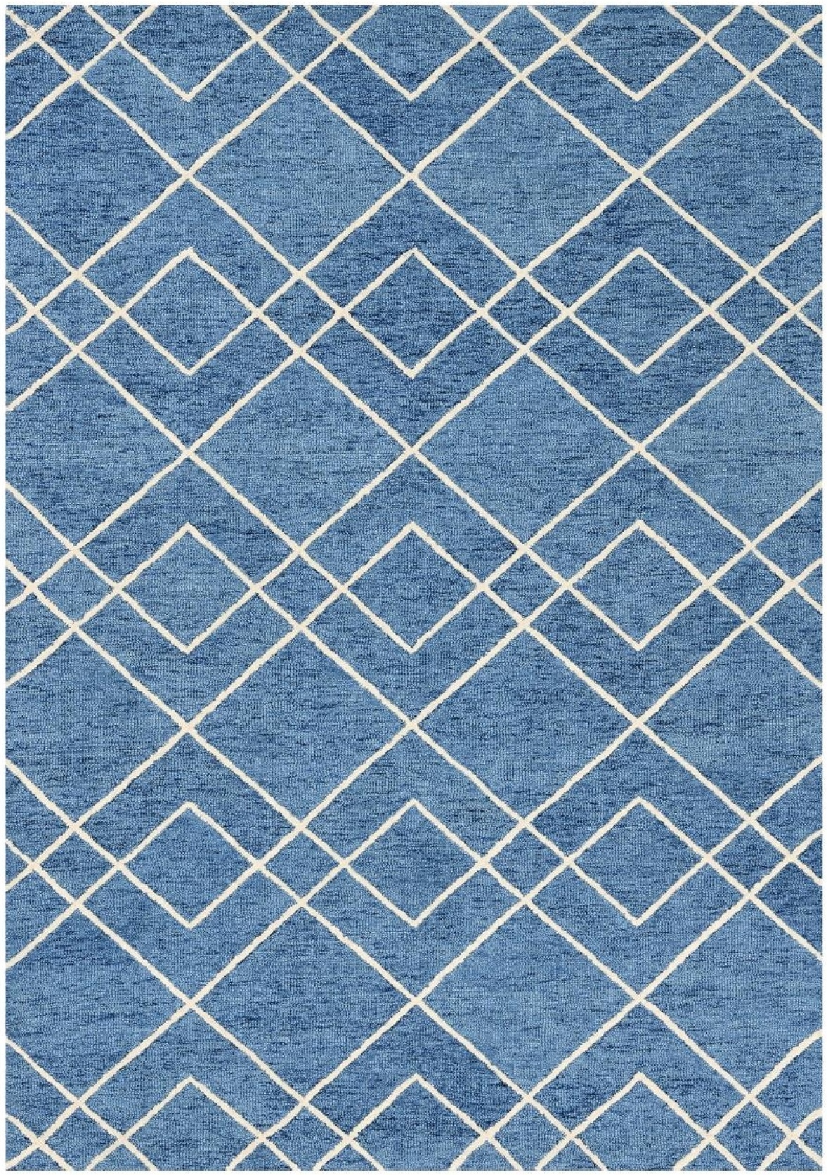 Custom hand-tufted rug, diamond trellis in royal blue